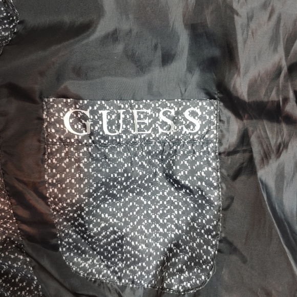 Guess Quilted Puffer Jacket full zip women's Size L Black with white pattern - Picture 14 of 16